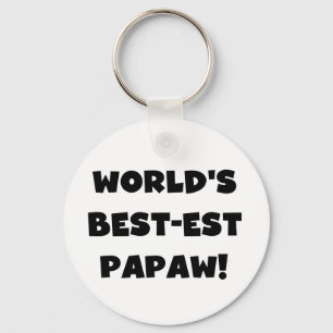 Black Text World's Best-est Papaw Gifts Key Ring