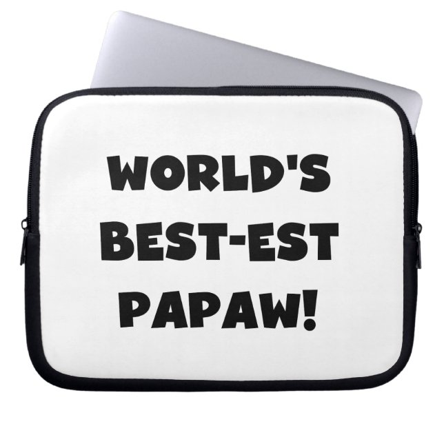 Black Text World's Best-est Papaw Gifts Laptop Sleeve (Front)