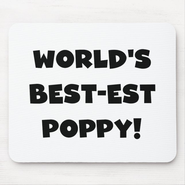 Black Text World's Best-est Poppy Gifts Mouse Mat (Front)