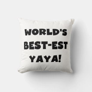 Black Text World's Best-est Yaya Gifts Cushion