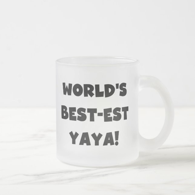 Black Text World's Best-est Yaya Gifts Frosted Glass Coffee Mug (Right)
