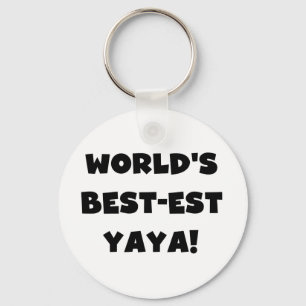 Black Text World's Best-est Yaya Gifts Key Ring