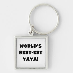 Black Text World's Best-est Yaya Gifts Key Ring