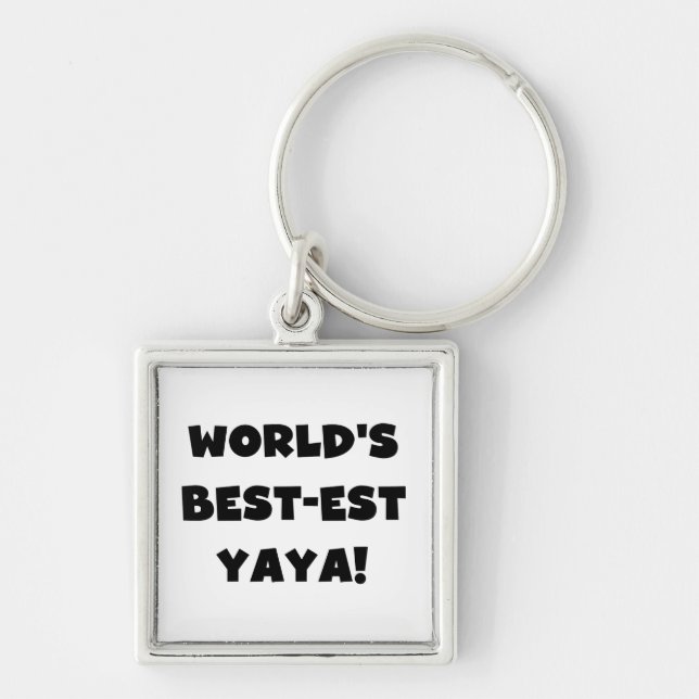 Black Text World's Best-est Yaya Gifts Key Ring (Front)