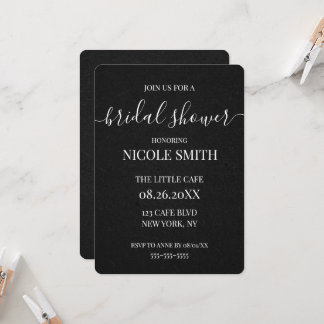 Black Texture Bridal Shower Invitation