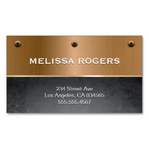 Black Texture   Metallic Industrial Rivets Magnetic Business Card