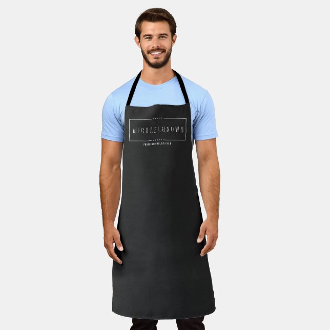 Black Texture Minimalist Bold Modern stars Apron (Worn)