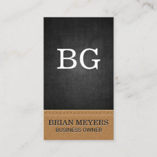 Black Texture   Stitched Leather Business Card