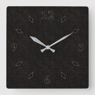 Black textured solid color square wall clock