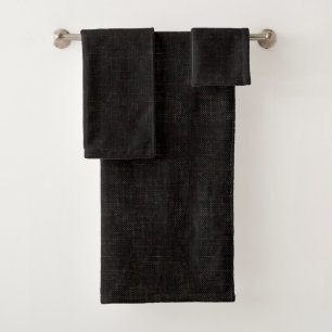 Black textured solid colour bath towel set