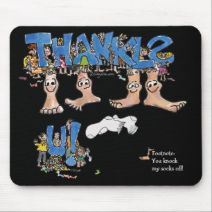 Black Thank You Feet Mouse Mat