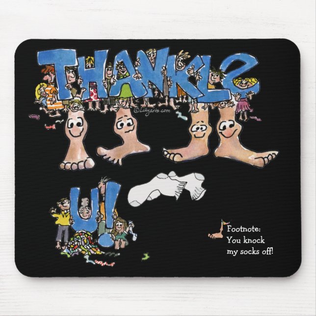 Black Thank You Feet Mouse Mat (Front)