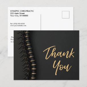 Black Thank You For Referral Chiropractic Postcard