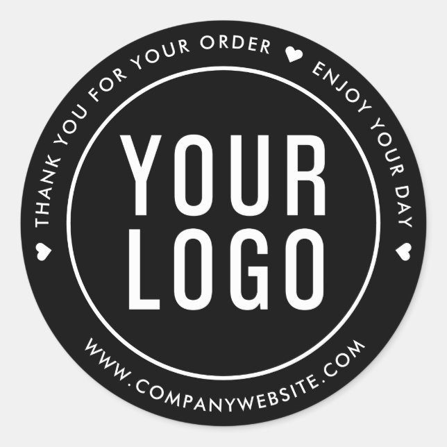 Black Thank You For Your Order Stickers Logo (Front)