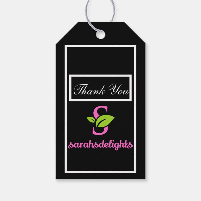 Black Thank you logo Gift Tags (Front)