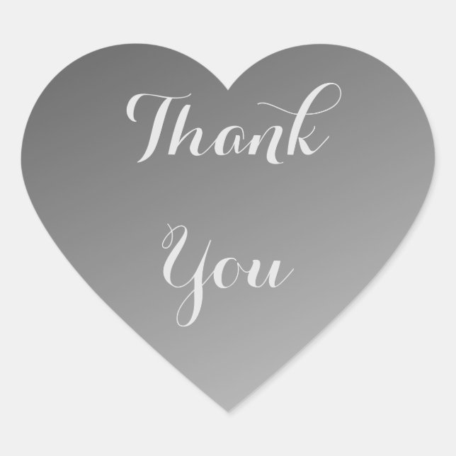 Black Thank You Ombre Heart Sticker (Front)