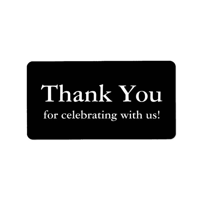 Black Thank You Stickers or Wedding Gift Labels (Front)