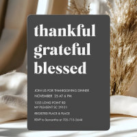 Black Thankful Grateful Blessed Dinner