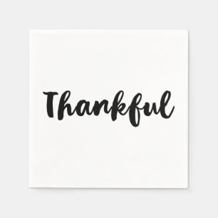Black "Thankful" Type Thanksgiving Dinner Party Napkin