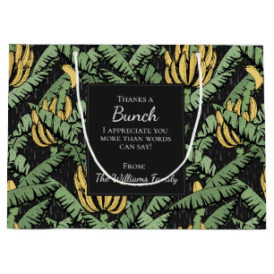 Black Thanks a Bunch Tropical Bananas Appreciation Large Gift Bag