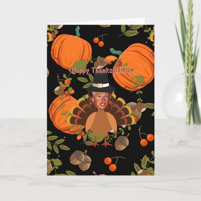 black thanksgiving trump turkey holiday card (Front)