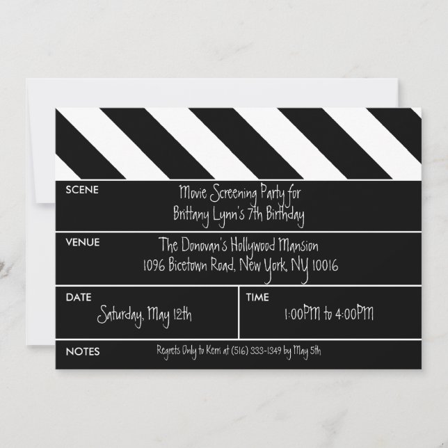 Black That's a Wrap Movie Clapper Birthday Party Invitation (Front)