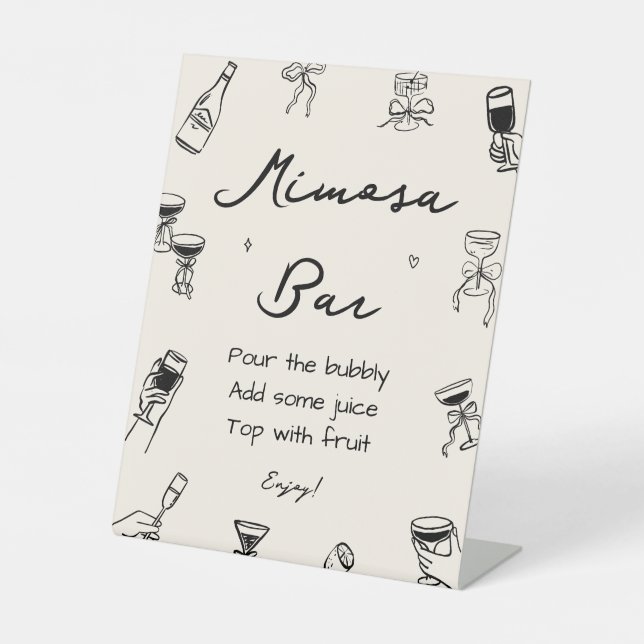 Black Thats Amore Bridal Shower Mimosa Bar Pedestal Sign (Front)