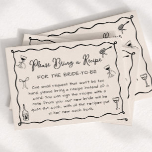 Black That's Amore Bridal Shower Recipe Request Enclosure Card