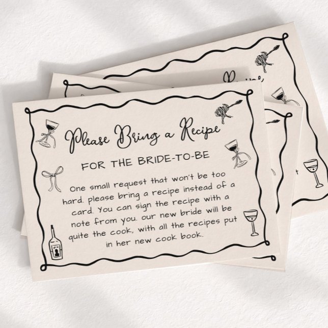 Black That's Amore Bridal Shower Recipe Request  Enclosure Card (Creator Uploaded)