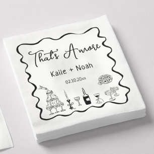 Black That's Amore Engagement Party Napkin