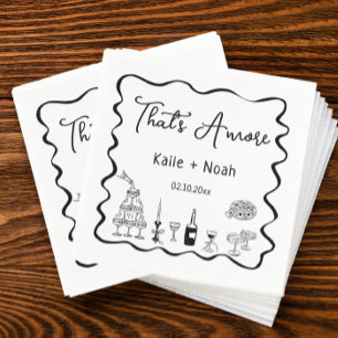 Black That's Amore Engagement Party Napkin