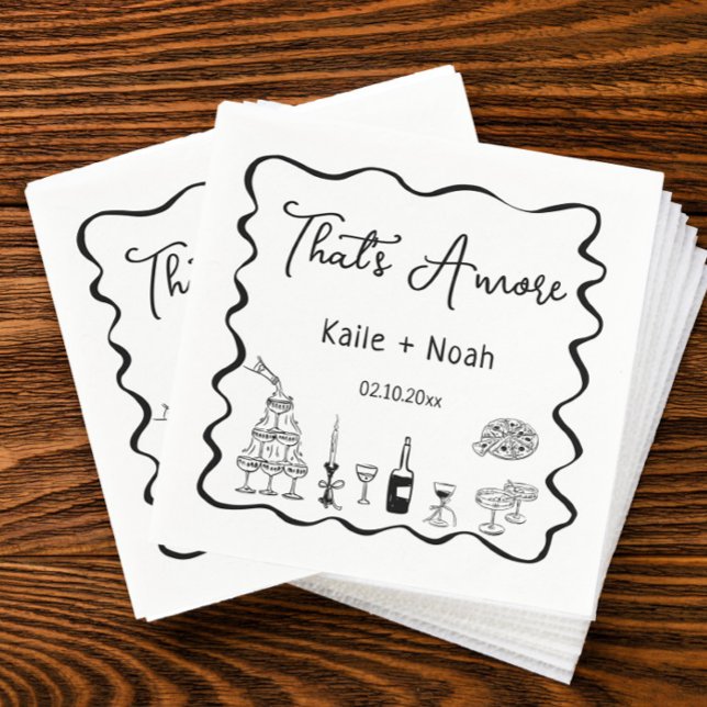 Black That's Amore Engagement Party Napkin (Creator Uploaded)