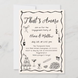 Black That's Amore Wedding Engagement Party Invitation