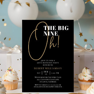 Black The Big 90th Surprise Birthday Invitation