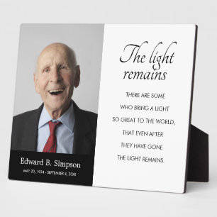 Black The Light Remains Memorial Poem Photo Plaque
