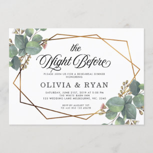 Black the night before geo eucalyptus invitation