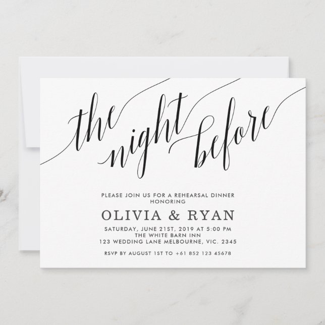 Black the night before invitation (Front)