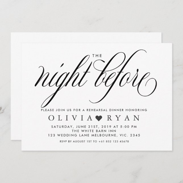 Black the night before invitation (Front/Back)