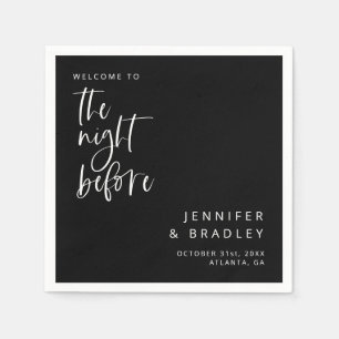 Black The Night Before Rehearsal Dinner  Napkin