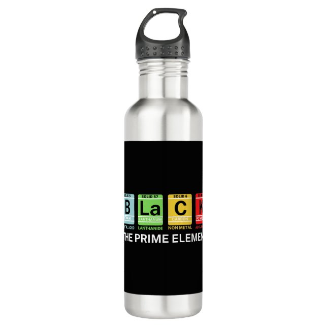 Black The Prime Element Black History 710 Ml Water Bottle (Front)