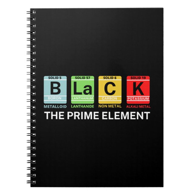 Black The Prime Element Black History Notebook (Front)