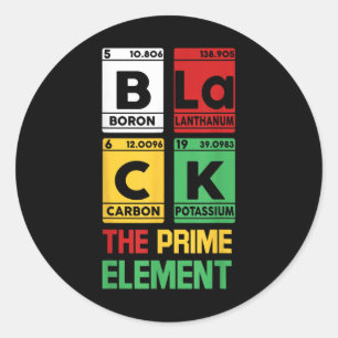 Black The Prime Element Periodic Table Black Histo Classic Round Sticker
