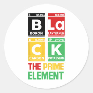 Black The Prime Element Periodic Table Black Histo Classic Round Sticker