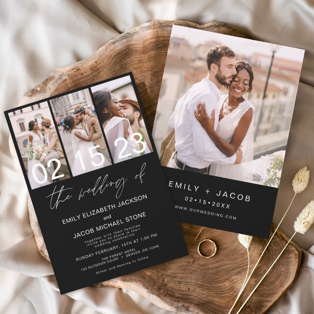 Black The Wedding of Photo Minimalist Wedding Invitation (Creator Uploaded)