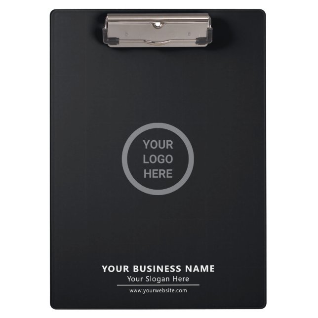 Black Themed Custom Logo Printed Business Promo Clipboard (Front)