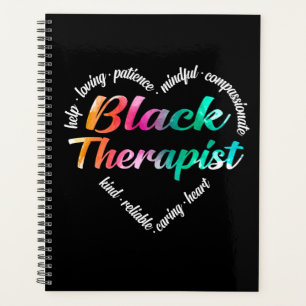 Black Therapist Heart Word Cloud Watercolor Planner