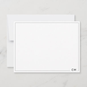 Black Thin Border Two Letter Monogram Card