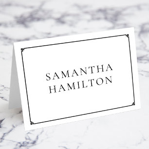 Black Thin Line Greek Key Border Name Place Cards