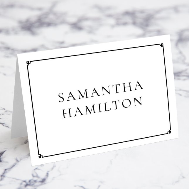 Black Thin Line Greek Key Border Name Place Cards (Black Thin Line Greek Key Border Name Place Cards)