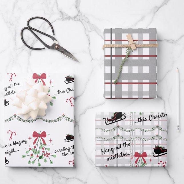 Black This Christmas Song Wrapping Paper Set (Front)